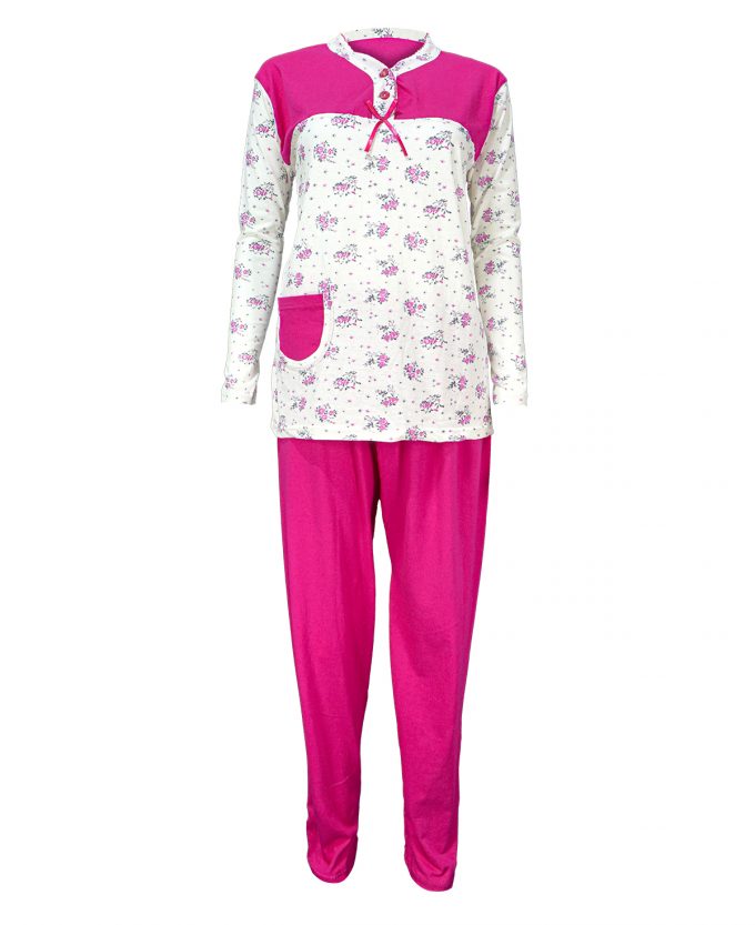 Y104 Bayan Biyeli İki Düğme Pijama Takım