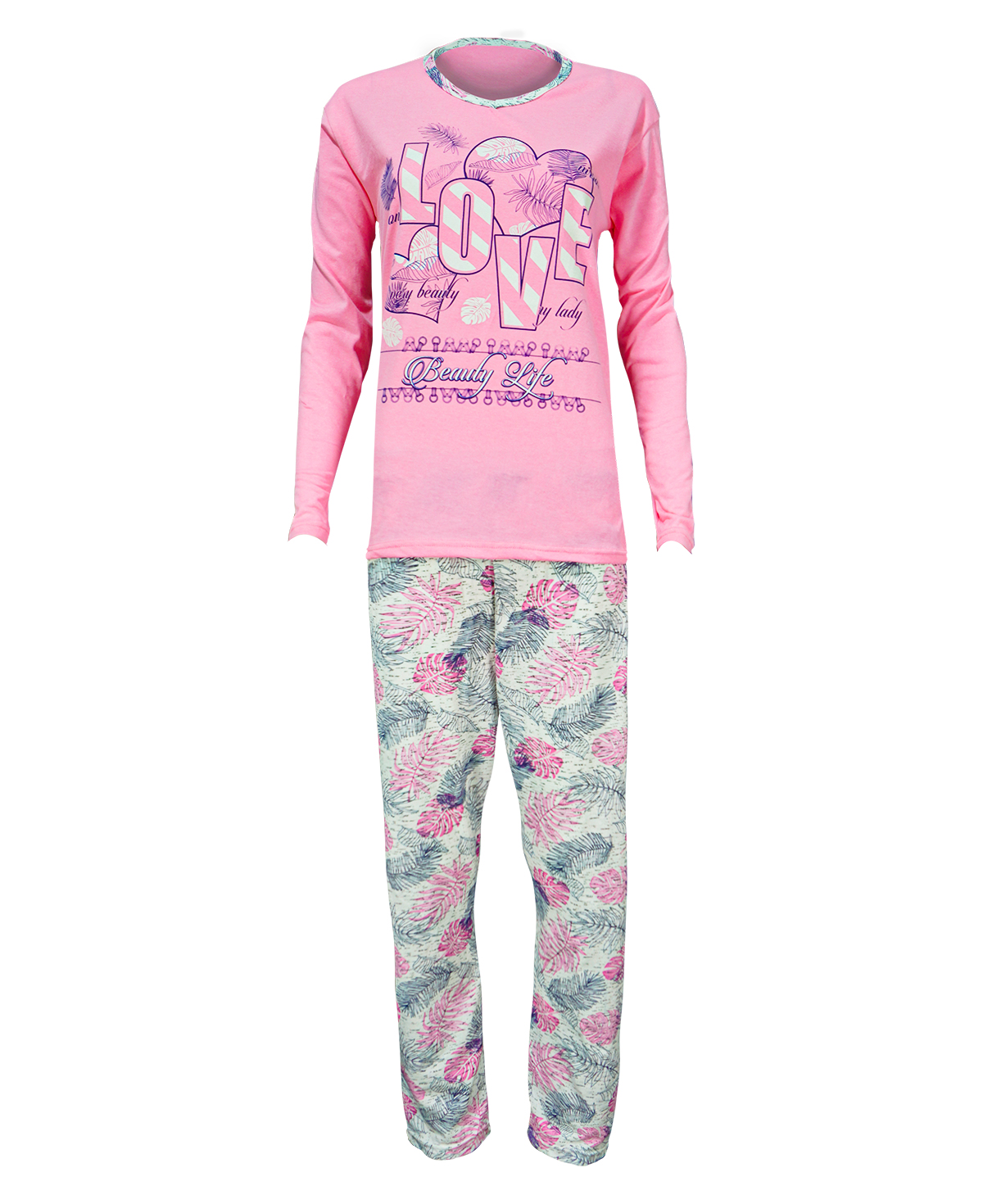 Kefif Uzun Kol Uzun Pantolon 109 Pembe Love 2